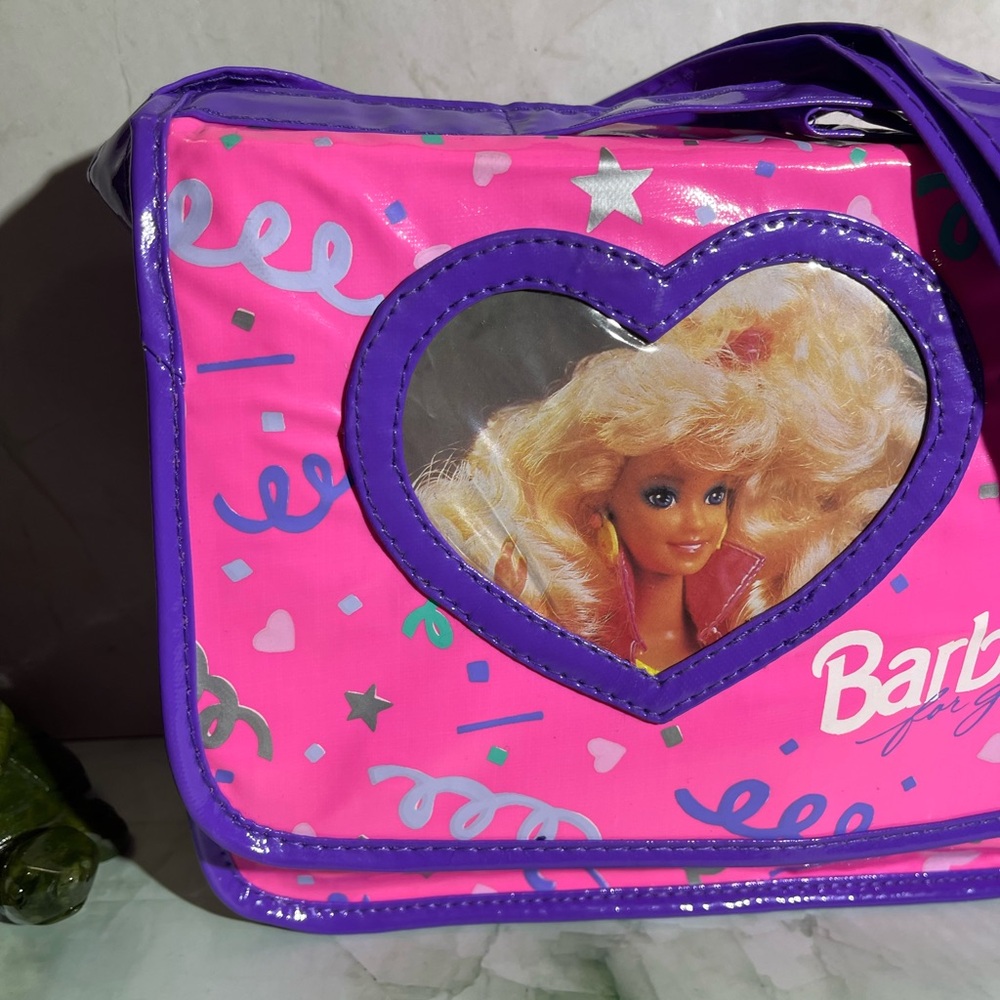 Barbie Pyramid Messenger Bag Mattel VINTAGE Circa 1991 Pink Vinyl Purse - Picture 6 of 16